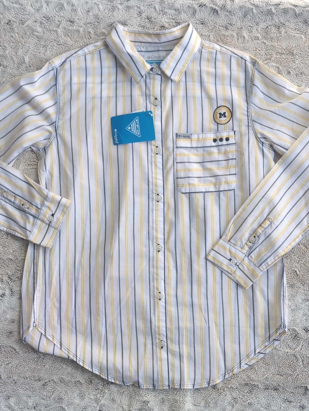 University of Michigan Columbia PFG Sun Drifter Stripe Button Down